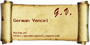 German Vencel névjegykártya